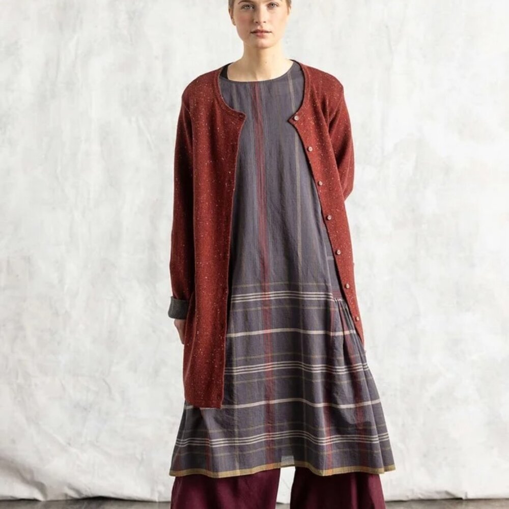 Gudrun Sjoden Rust Red Speckled Long Cardigan